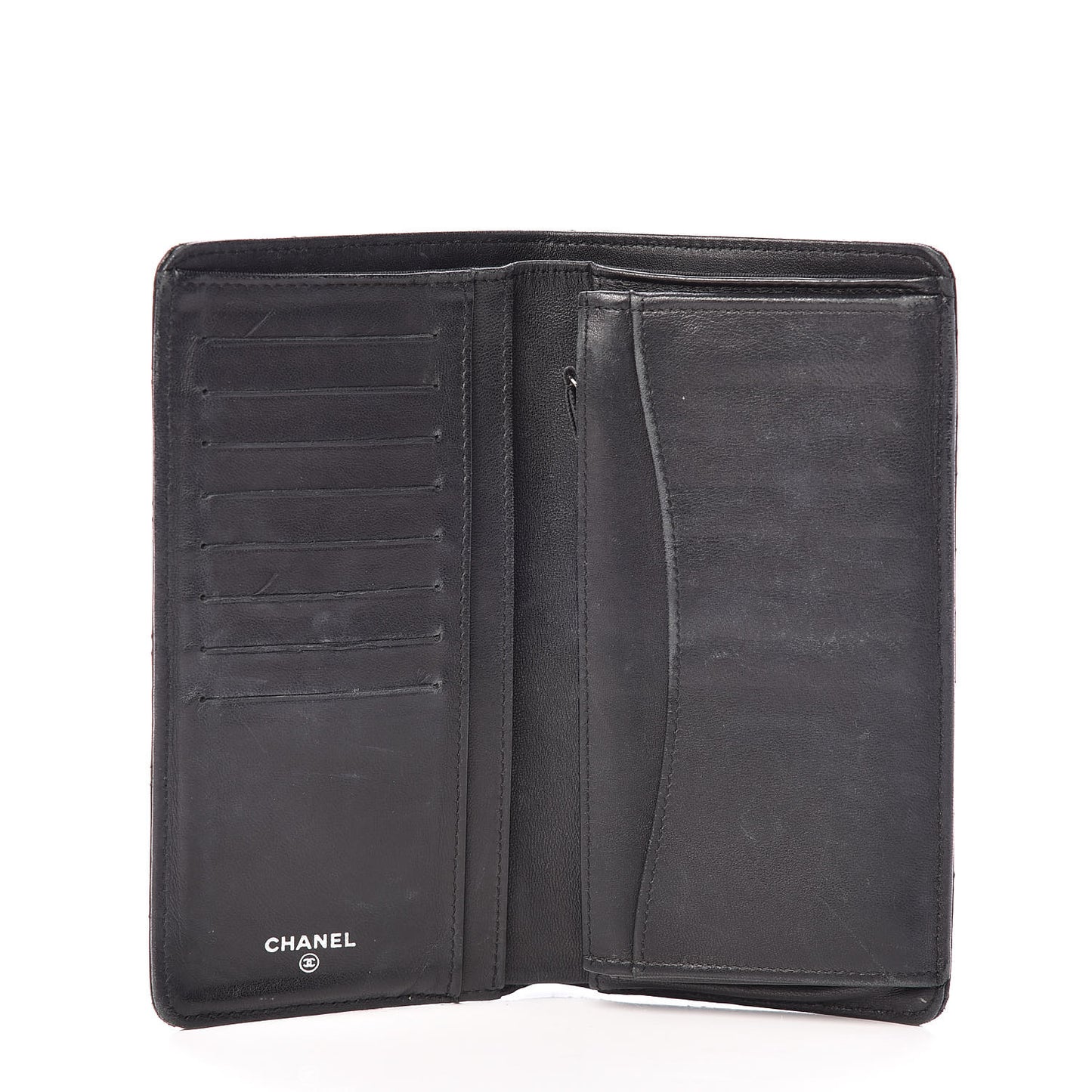 Lambskin Quilted Yen Wallet Black