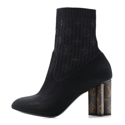Louis Vuitton Monogram Stretch Fabric Silhouette Ankle Boots 40 Black 1 of 7