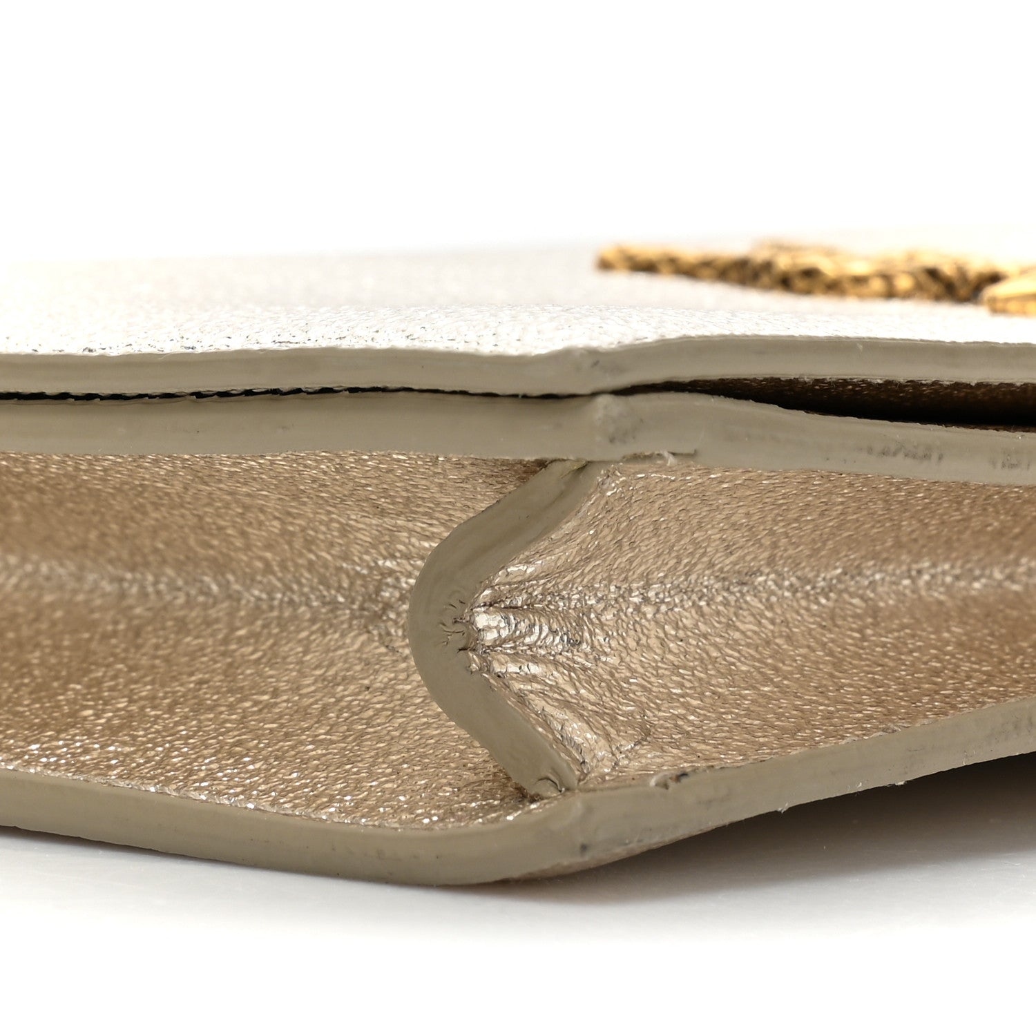 Saint Laurent Metallic Calfskin Medium Serpent Clutch Gold 9 of 15