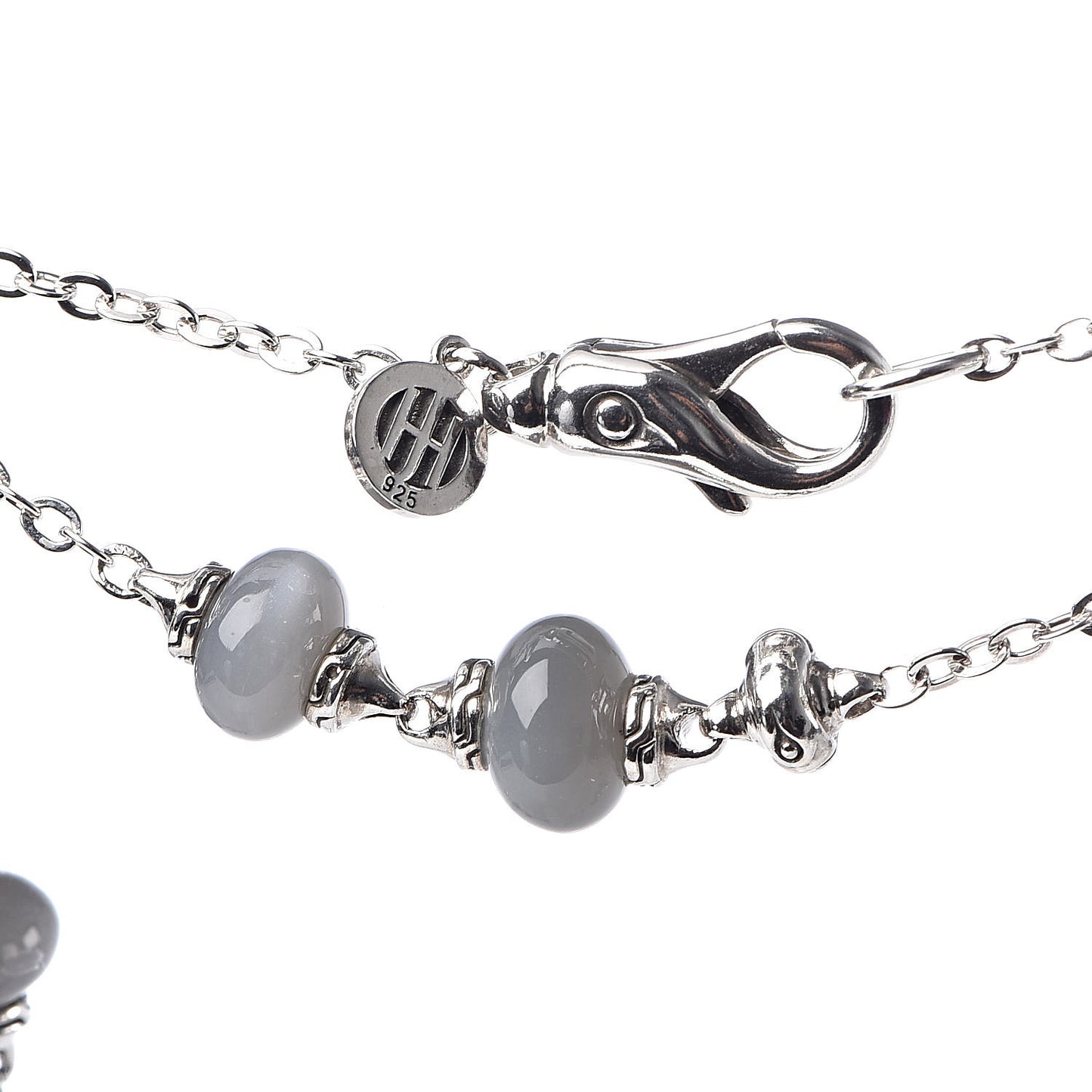 Sterling Silver Moonstone Bamboo Sautoir Station Necklace