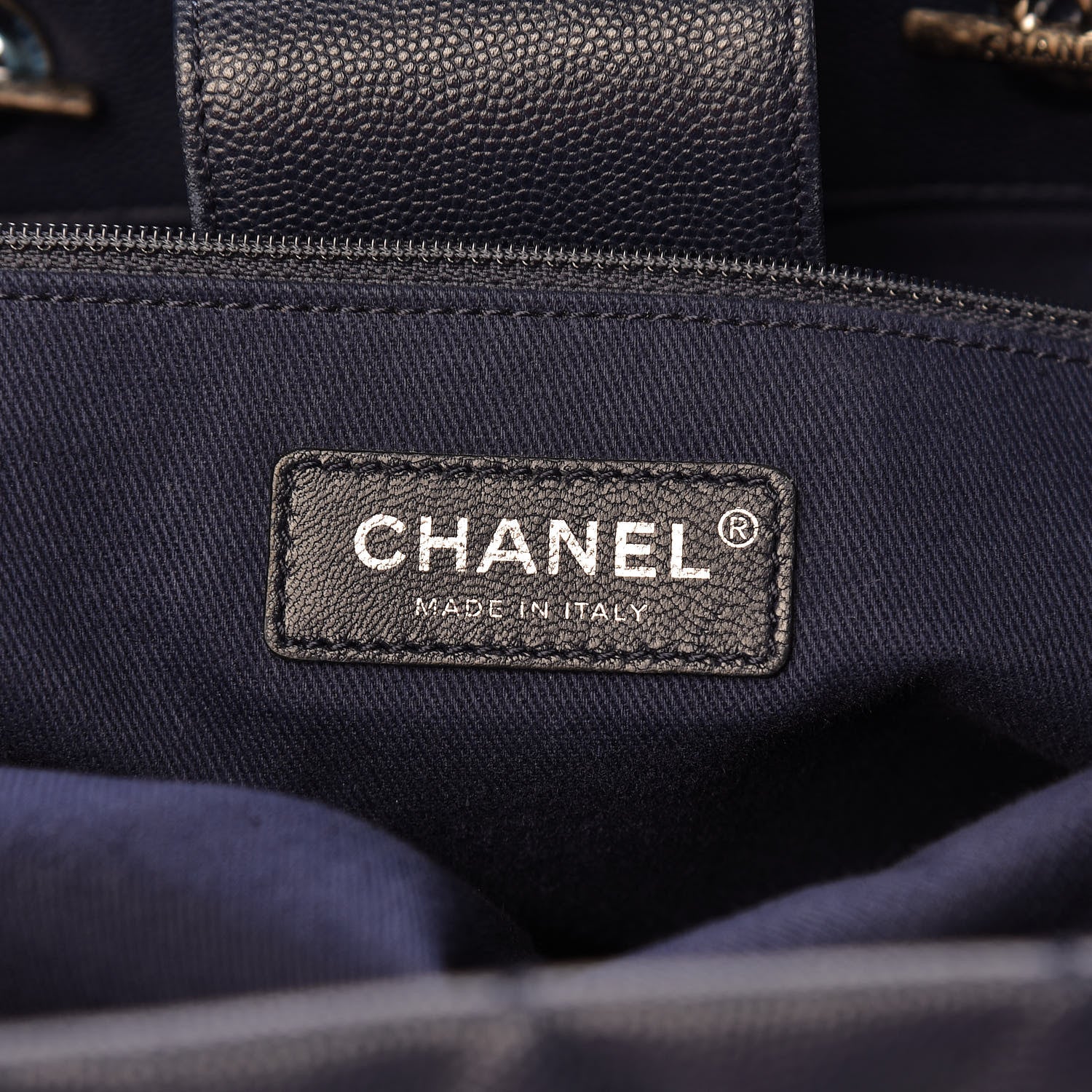 Chanel Caviar Quilted Large Coco Handle Shopping Tote Navy 6 of 10