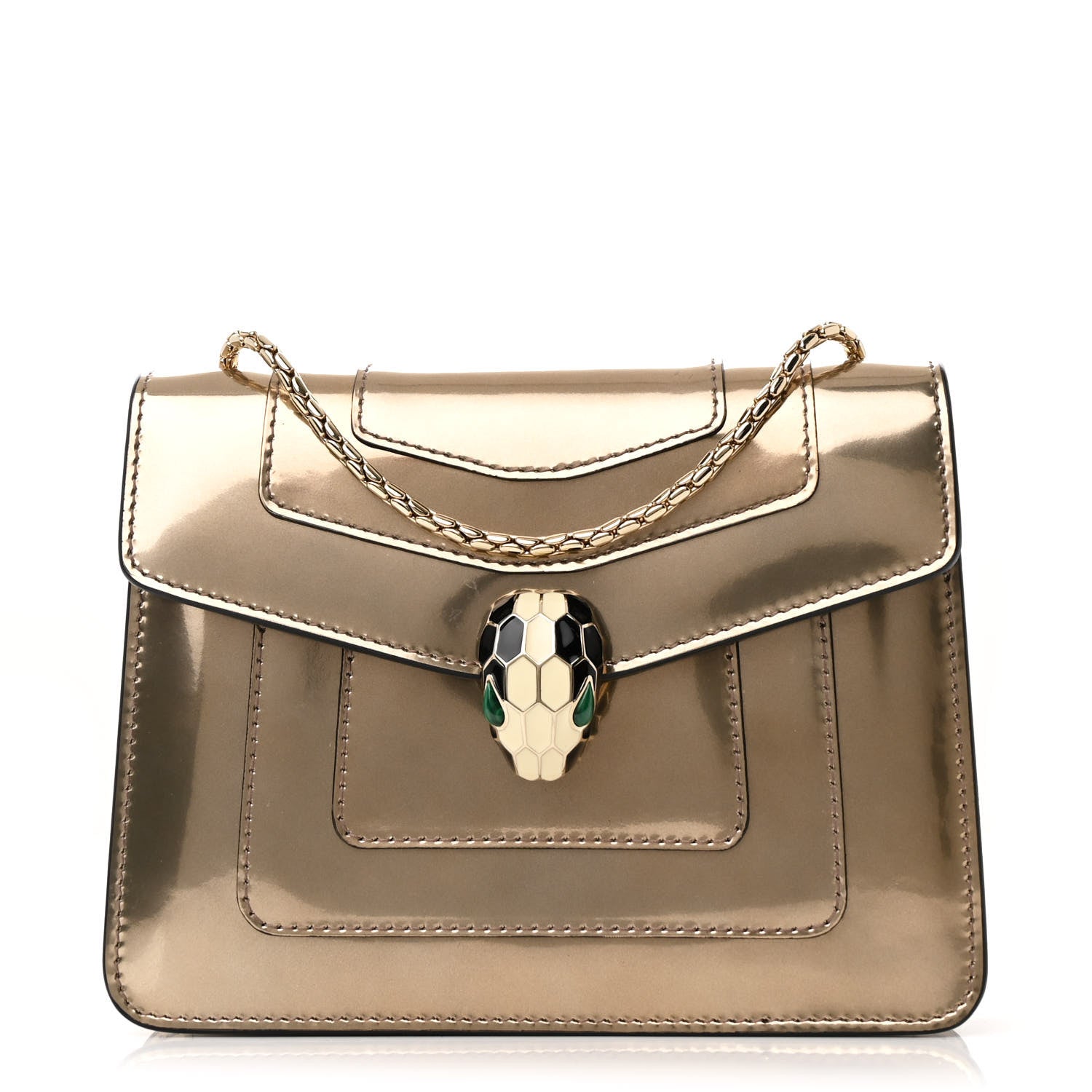 Bulgari Metallic Calfskin Small Serpenti Forever Snake Strap Crossbody Bag Bronze 1 of 11