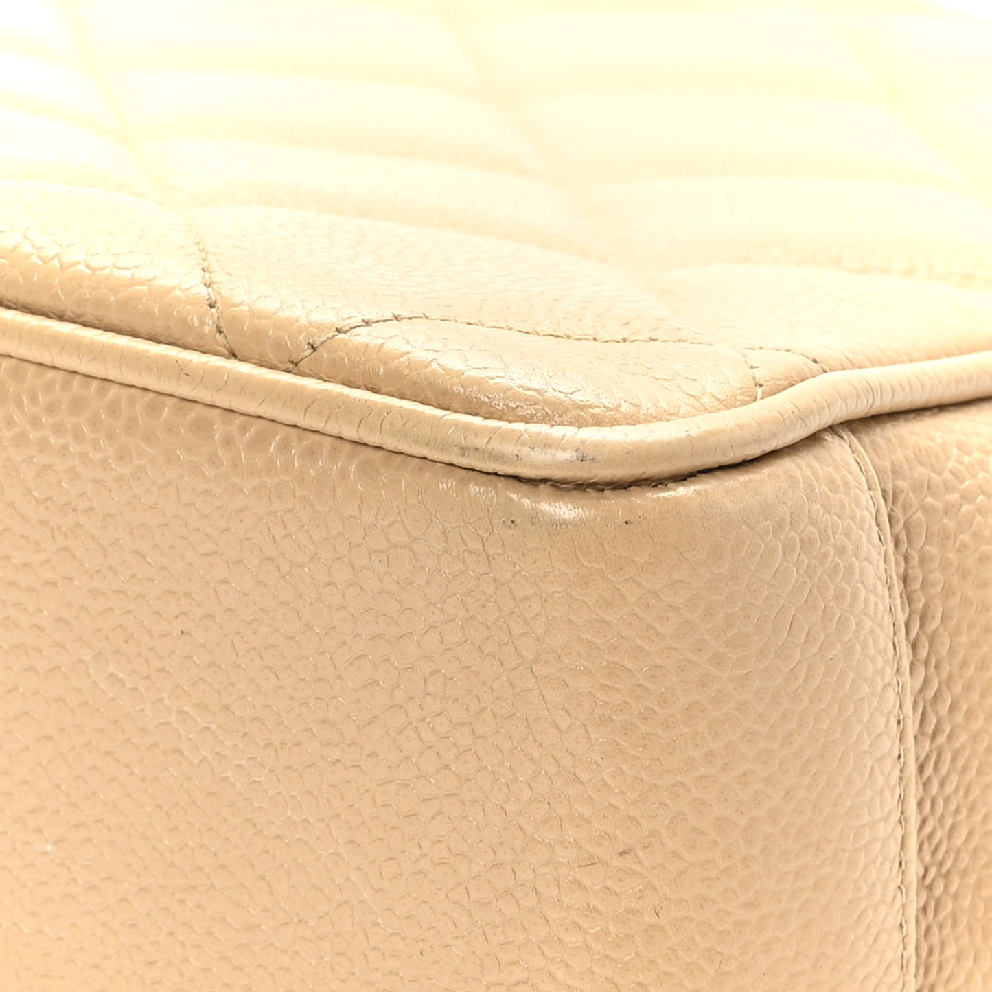 Caviar Quilted Tote Beige