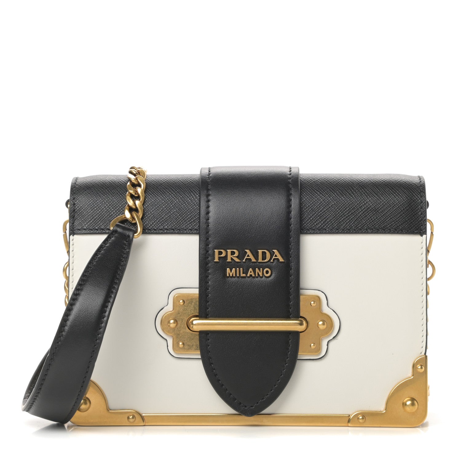 Prada City Calf Saffiano Cahier Bag Talco Black 1 of 9