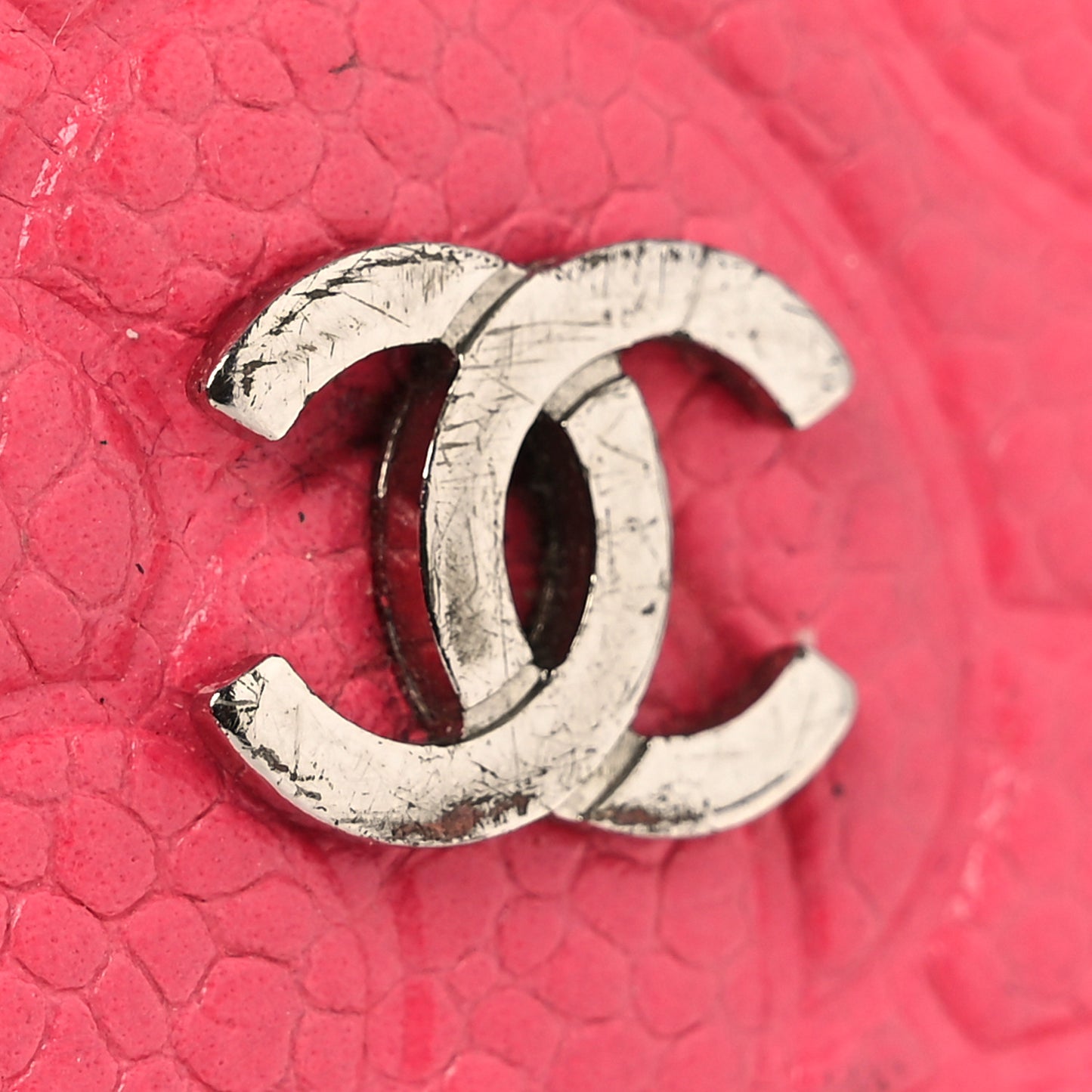 Caviar Camellia Embossed Key Holder Case Pink