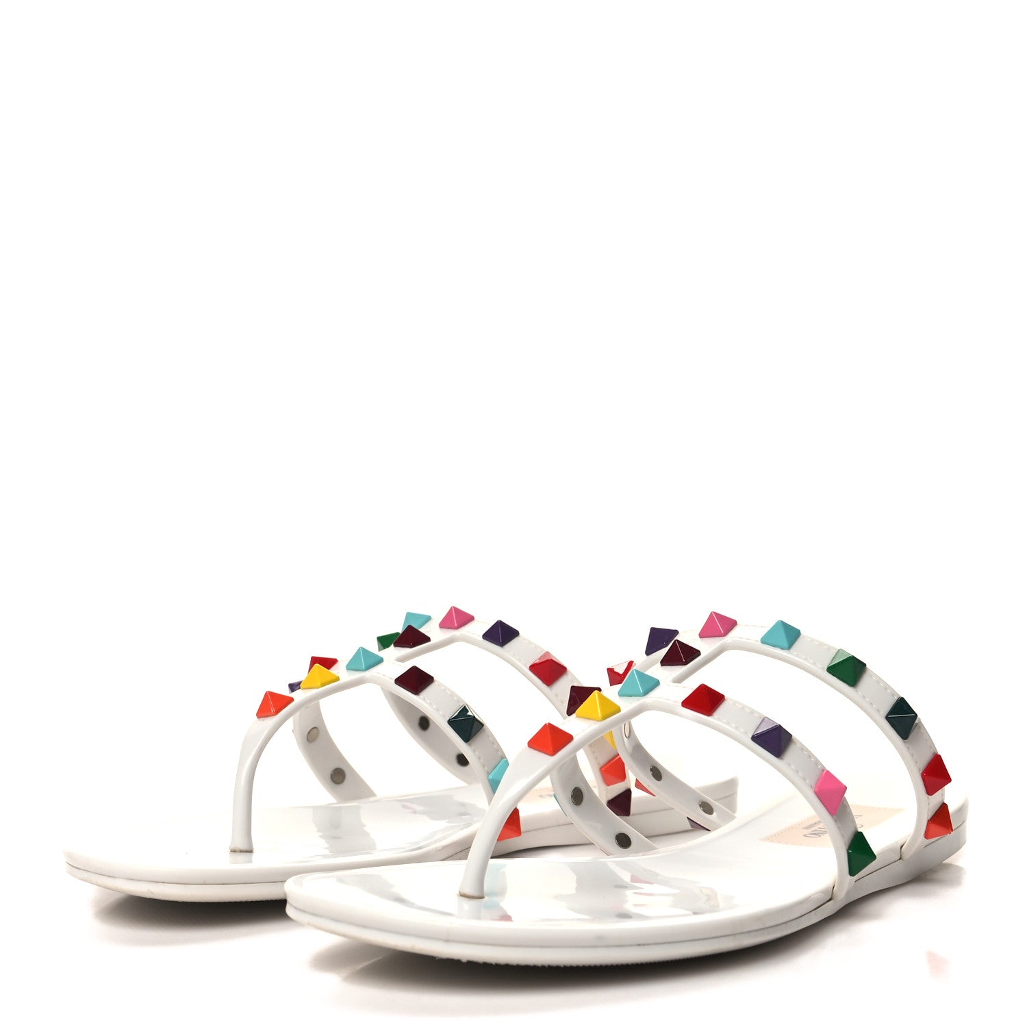 Valentino Garavani VALENTINO GARAVANI PVC Jelly Rockstud Caged Flat Thong Sandals 35 White Multicolor 3 of 8