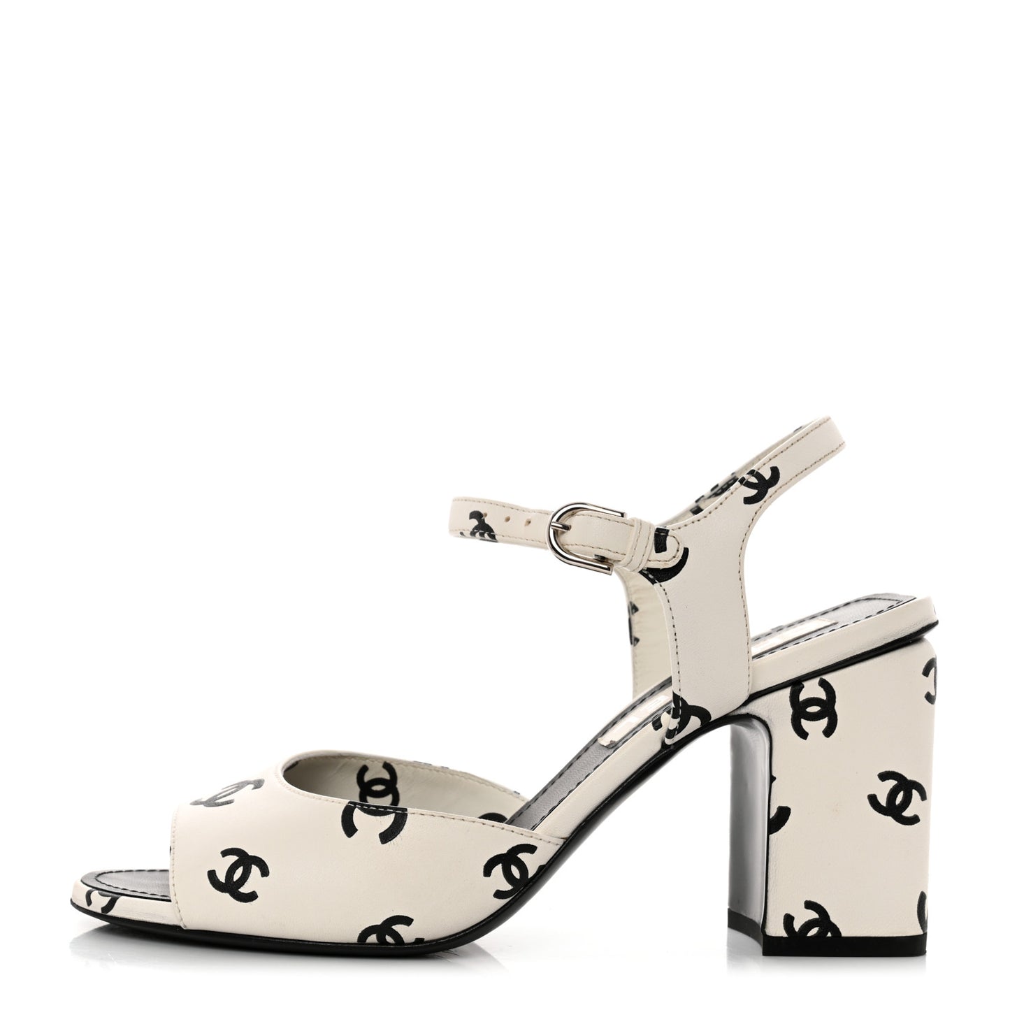 Lambskin Printed Coco Beach Sandals 40 White Black