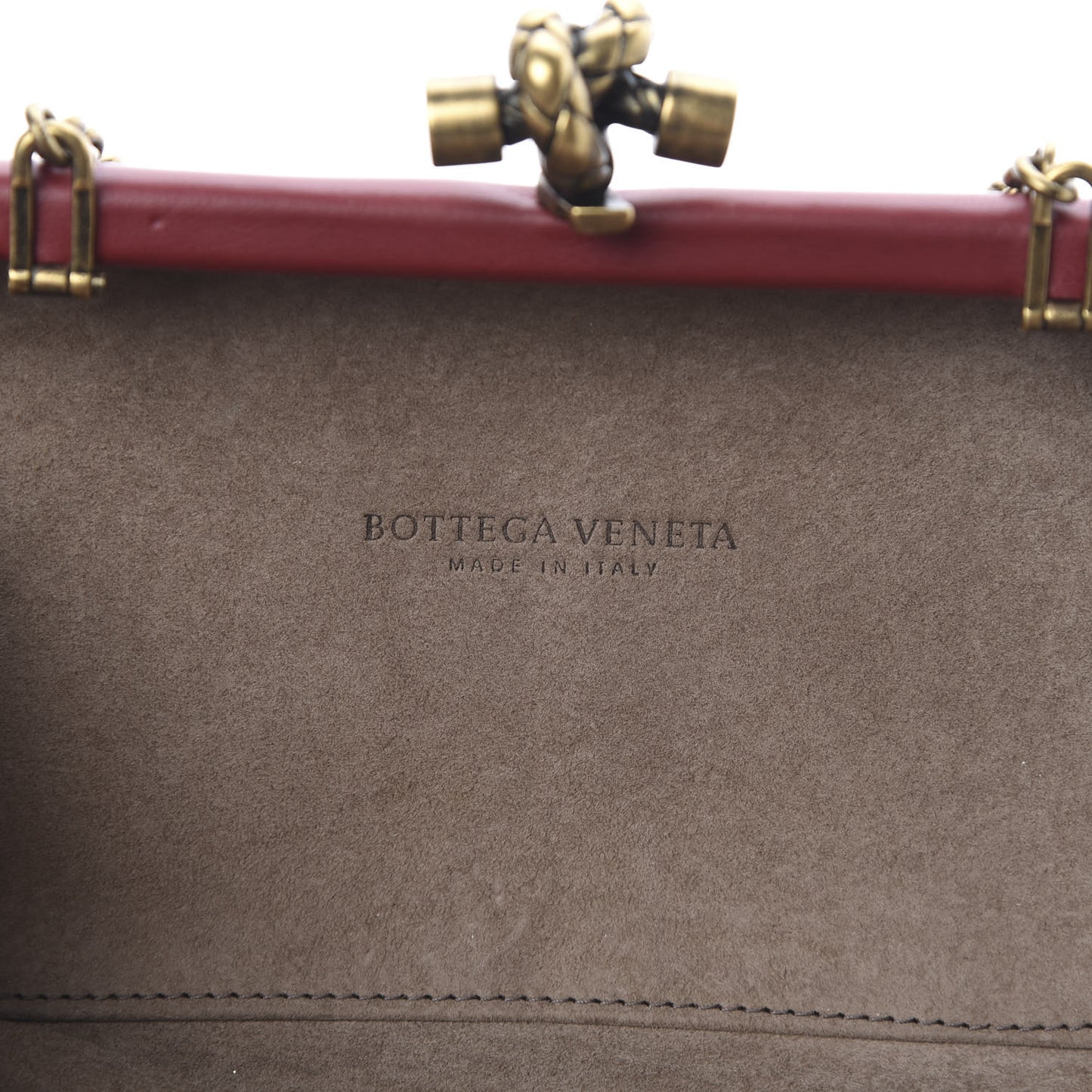 Nappa Intrecciato Chain Knot Clutch Bordeaux