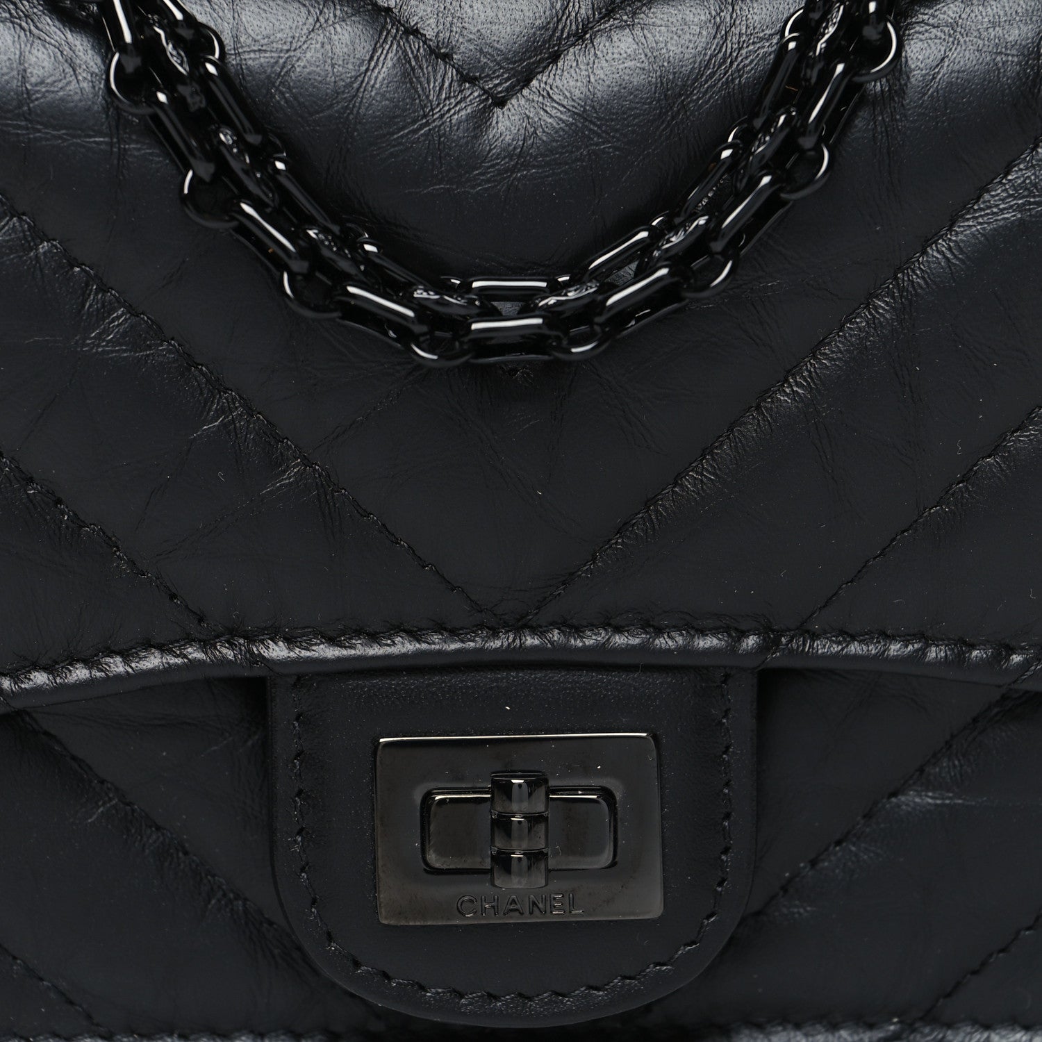 Chanel Aged Calfskin Chevron Quilted Reissue Belt Bag Black 9 of 12