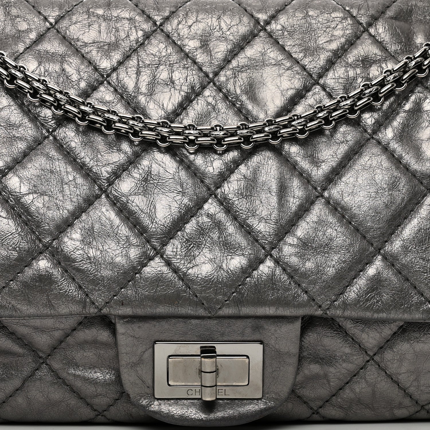 Chanel Metallic Aged Calfskin Quilted 2.55 Reissue 227 Flap Dark Silver 5 of 16