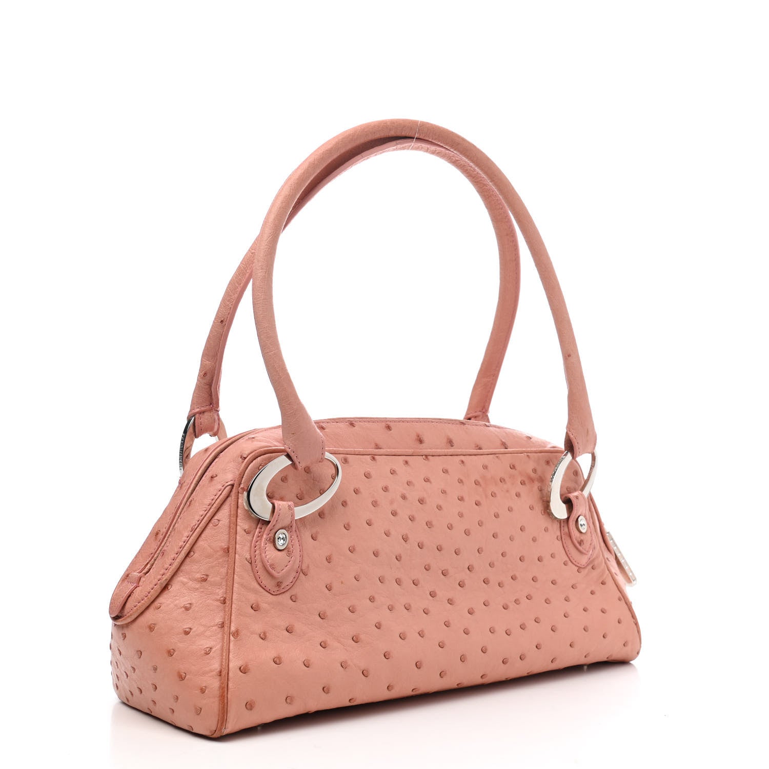 Judith Leiber Ostrich Swarovski Crystal Bowler Bag Rose 2 of 4