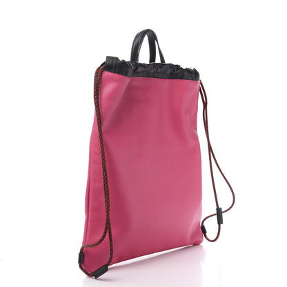 Gucci Grained Calfskin Logo Drawstring Backpack Box Pink Green Black 3 of 12