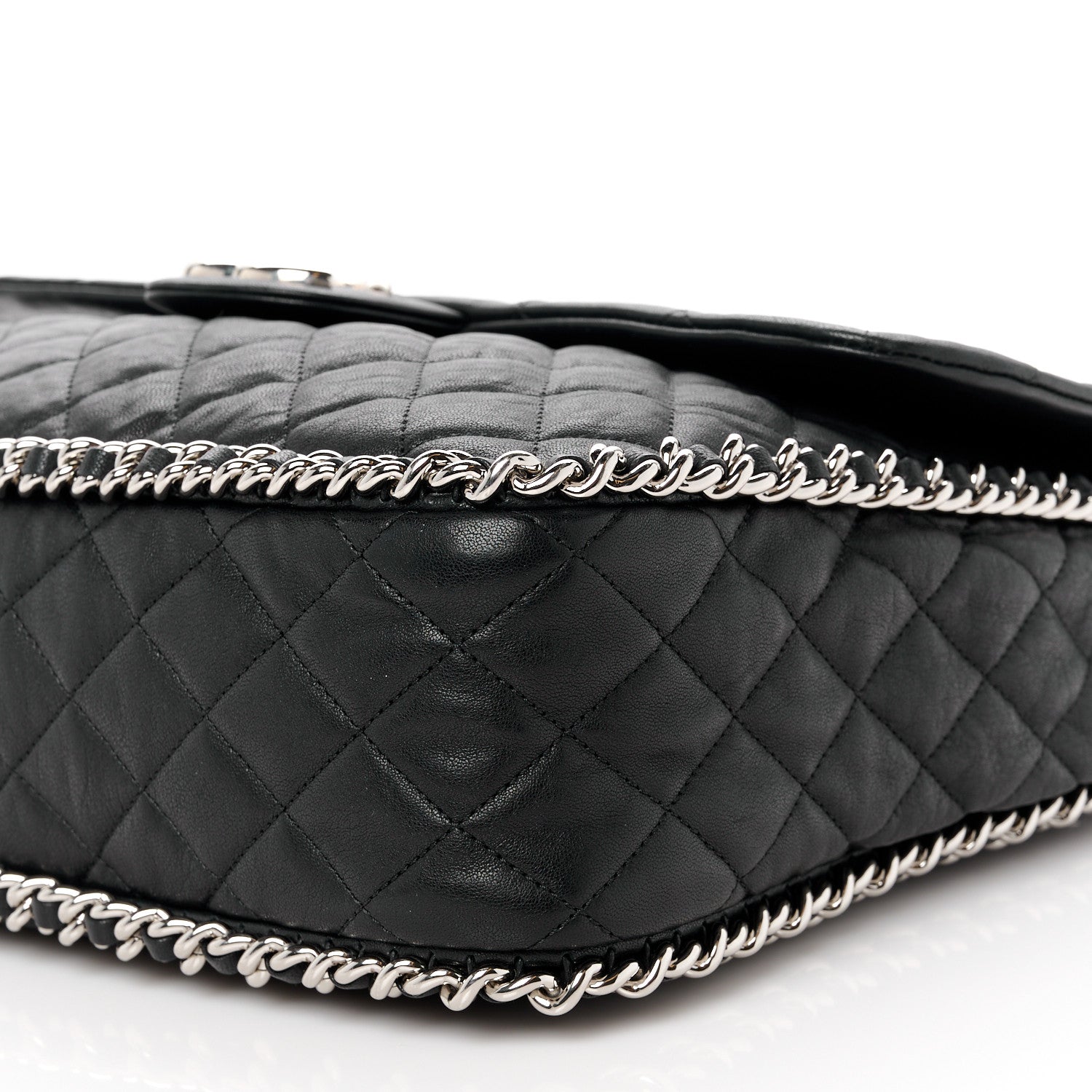 Chanel Washed Lambskin Quilted Maxi Chain Around Flap Black 10 of 11