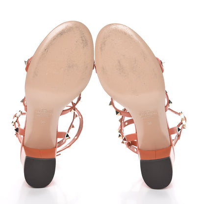 Valentino Garavani Calfskin Rockstud 60mm City Sandals 38 Orange 7 of 15