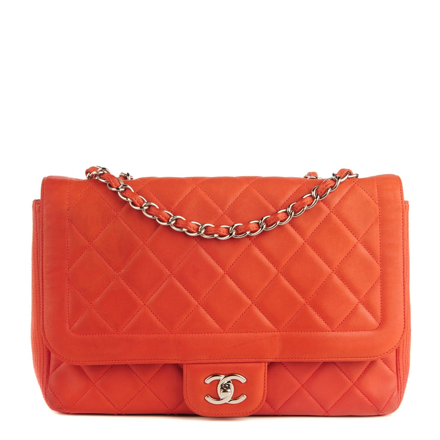 Chanel Lambskin Large Coco Rider Flap Coral 1 of 8