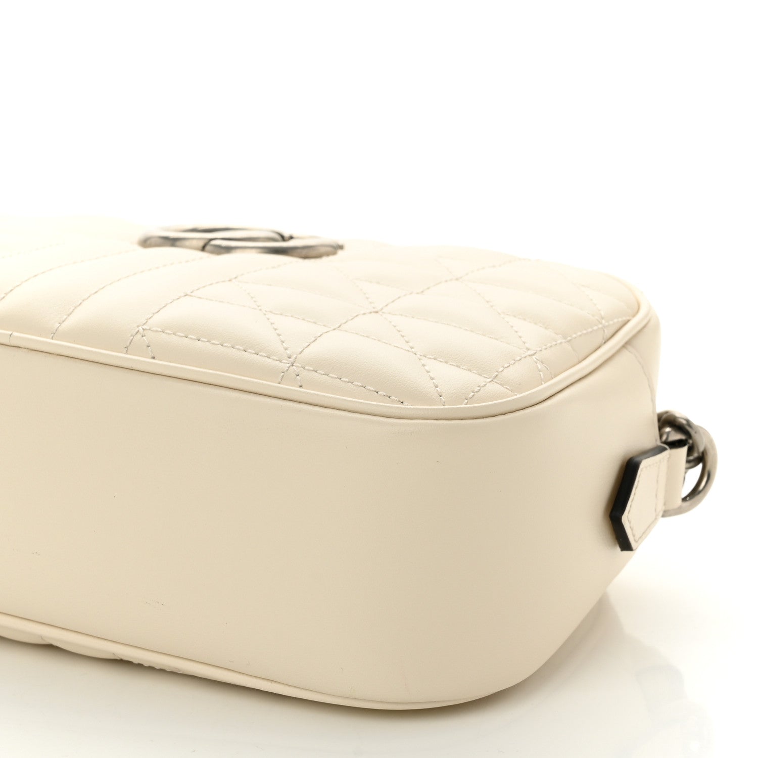 Gucci Calfskin Matelasse Aria Small GG Marmont Chain Shoulder Bag Mystic White 10 of 10