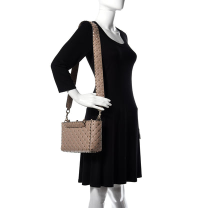Valentino Garavani Nappa Rockstud Spike Top Handle Shoulder Bag Poudre 2 of 10