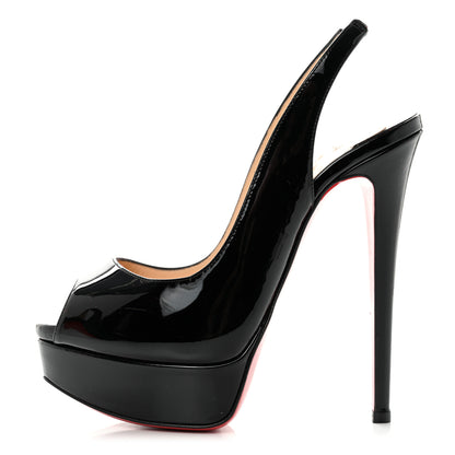 Christian Louboutin Patent Lady Peep Sling 150 Pumps 35.5 Black 1 of 7