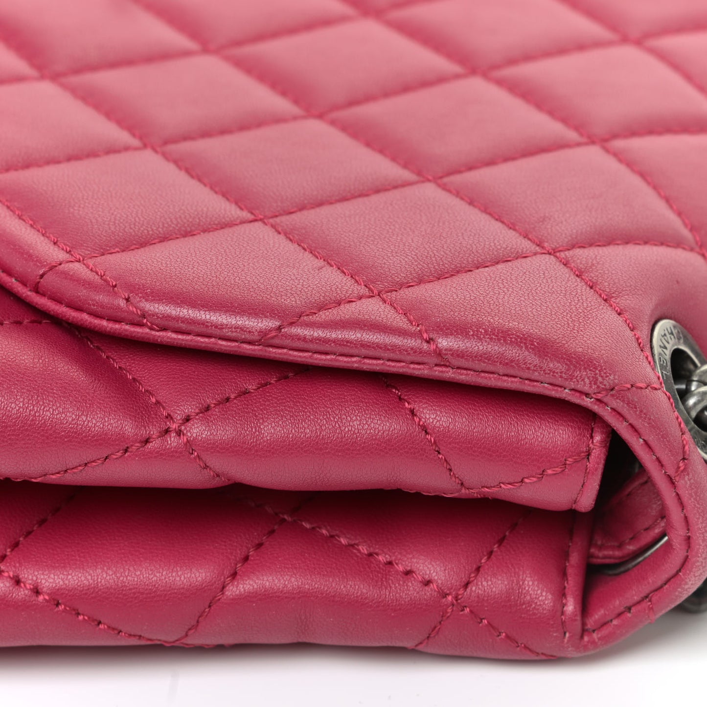 Lambskin Quilted Large Daily Supple Flap Dark Pink