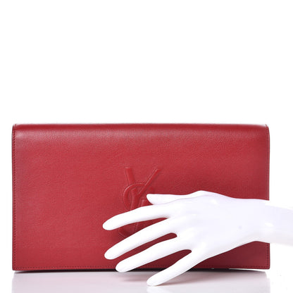Saint Laurent Calfskin Monogram Large Belle De Jour Clutch Red 2 of 8