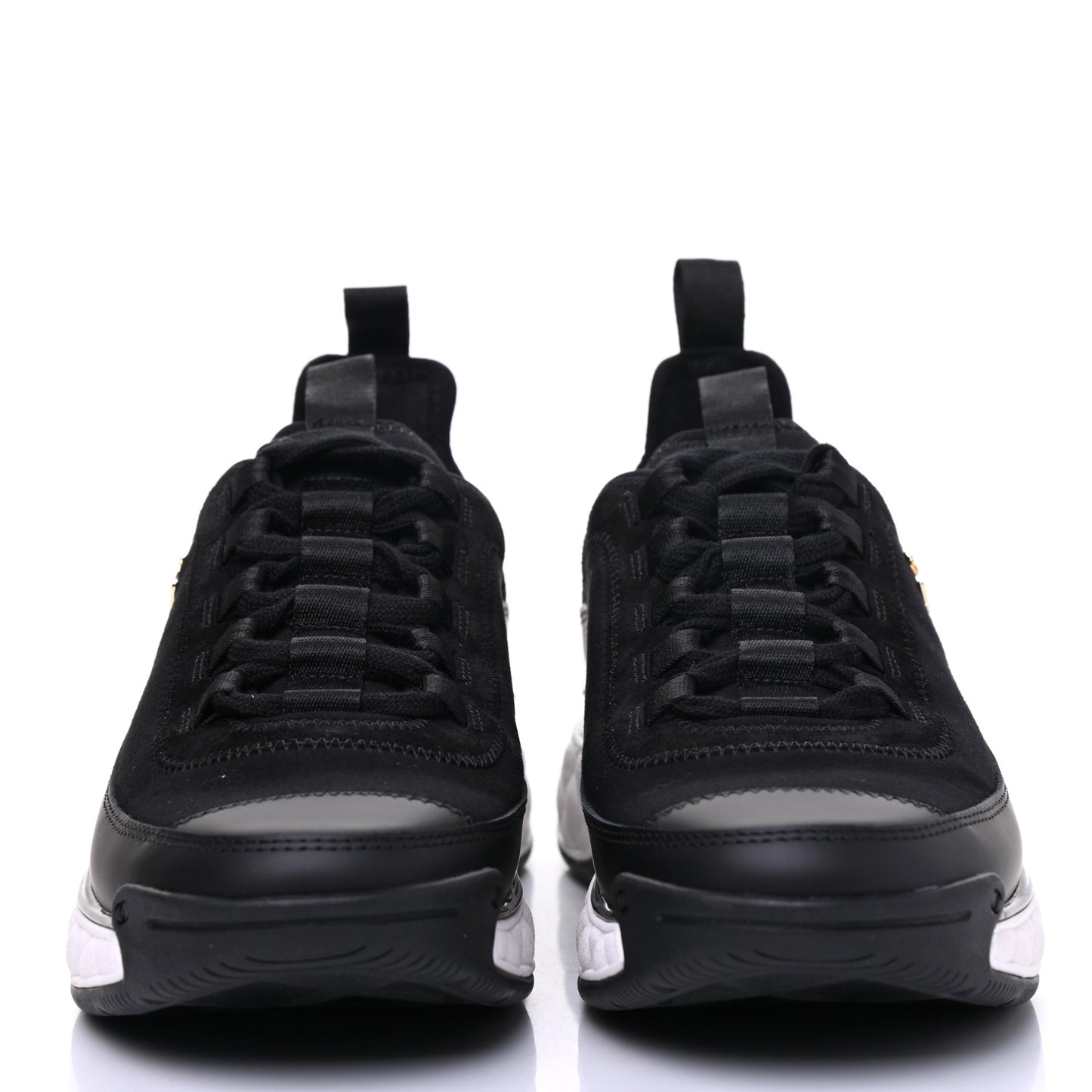 Fabric Calfskin Suede CC Sneakers 37.5 Black