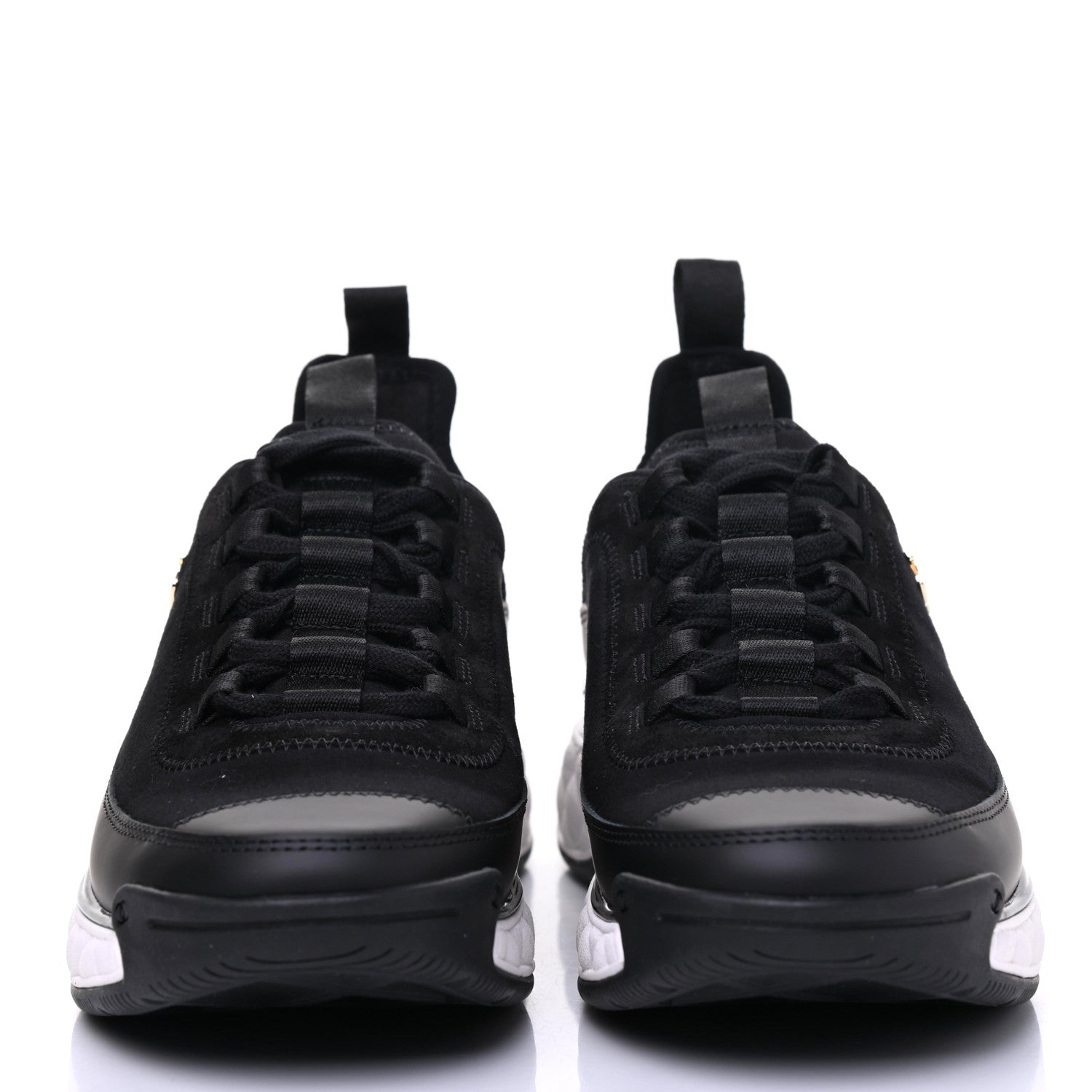 Chanel Fabric Calfskin Suede CC Sneakers 37.5 Black 2 of 9