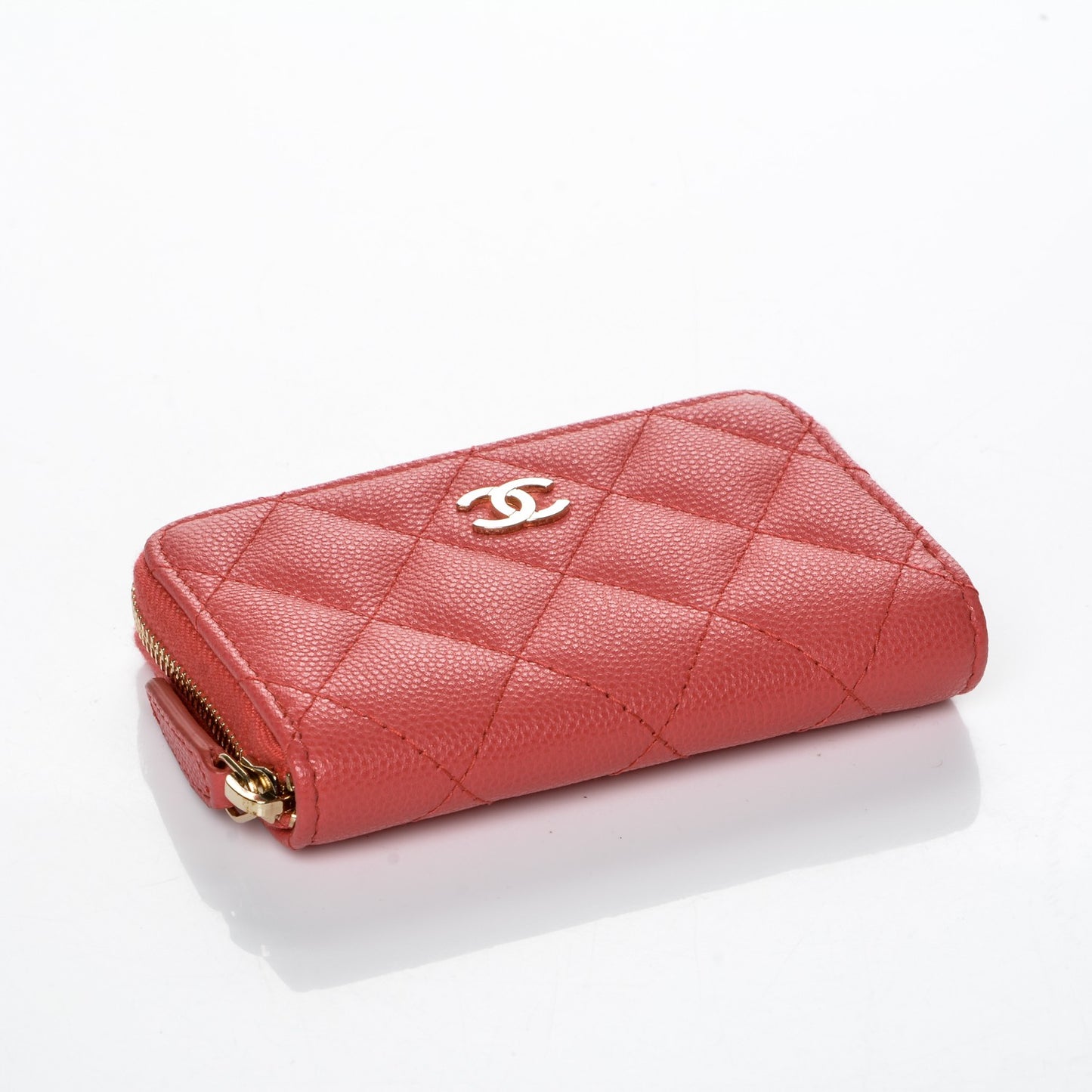 Caviar Quilted Zip Coin Purse Dark Pink