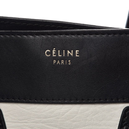 Celine Elephant Calfskin Mini Bi-Color Luggage Black White 6 of 17