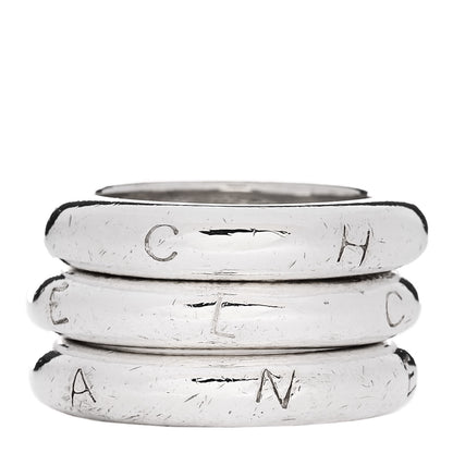 Chanel Sterling Silver Logo Set of 3 Stacking Ring 54 7 1 of 5
