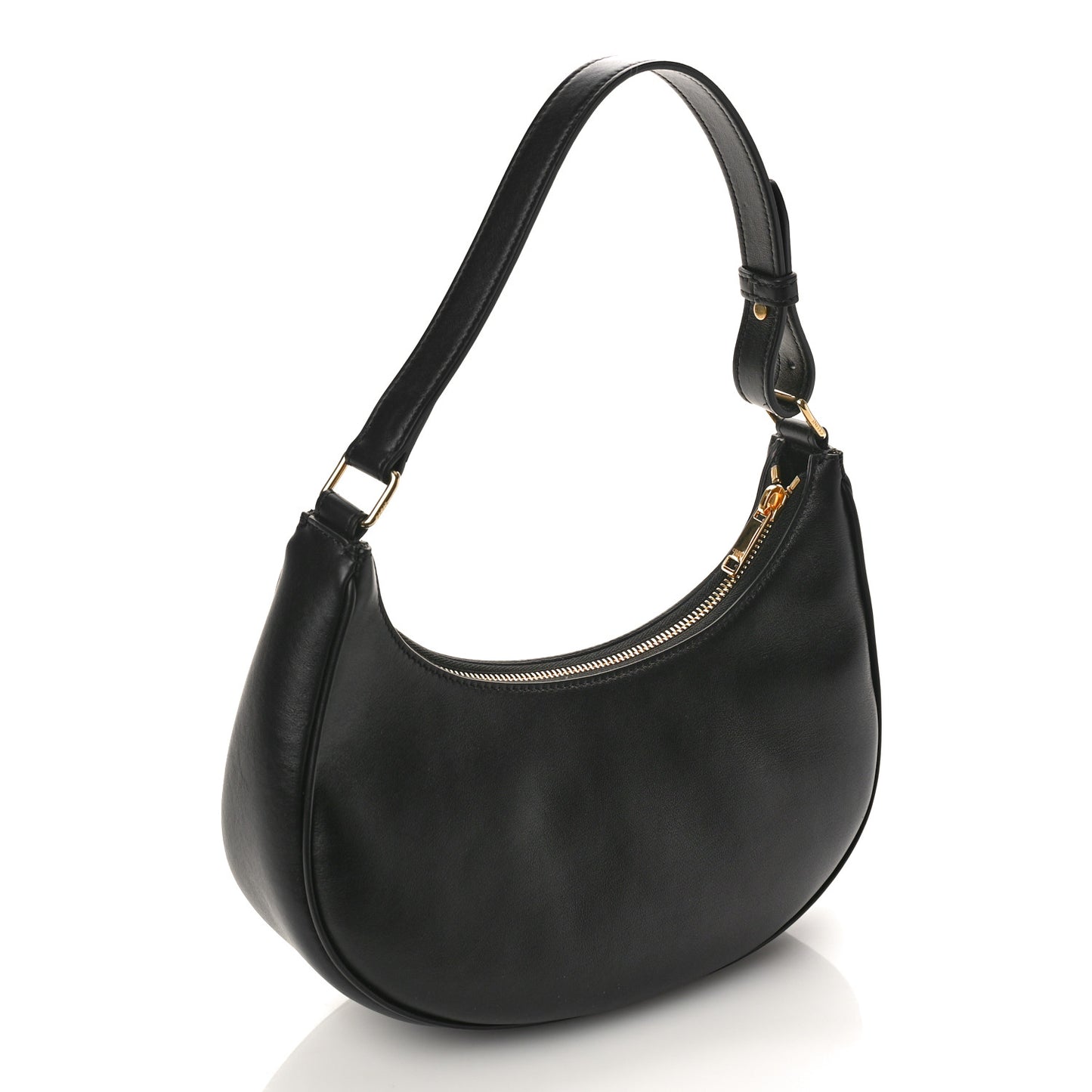 Smooth Calfskin Medium Strap Ava Shoulder Bag Black