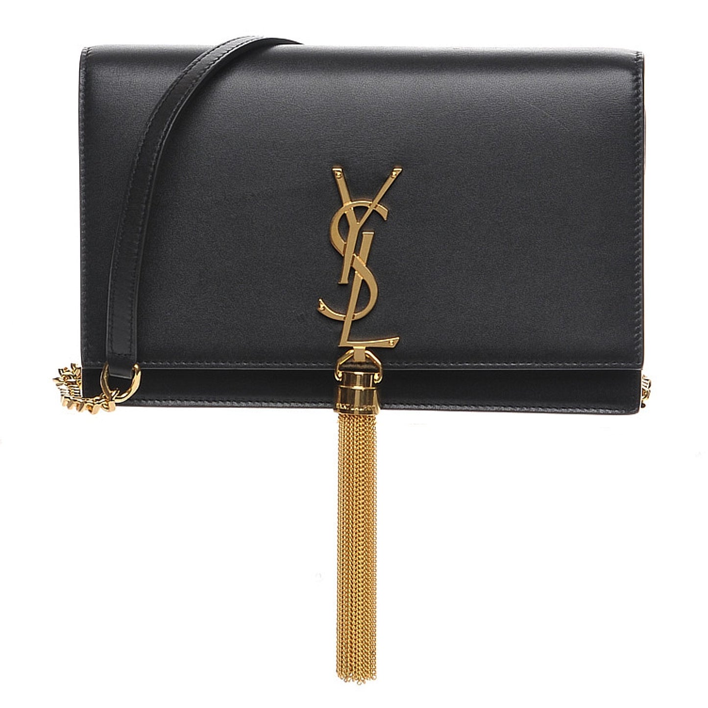 Smooth Calfskin Classic Monogram Kate Tassel Chain Wallet Black