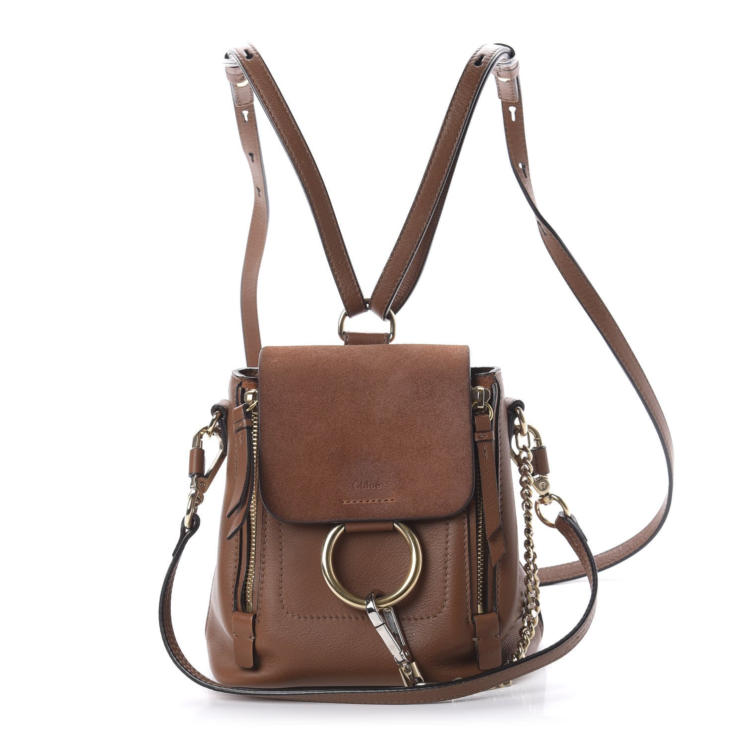 Chloe Suede Calfskin Mini Faye Backpack Tan 1 of 9