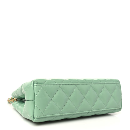 Chanel Shiny Aged Calfskin Quilted Nano Kelly Shopper Light Green 4 of 11