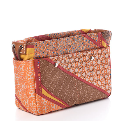 Hermes Silk Barenia Carre en Cravates Fourbi 20 PM Pouch Flamingo Pink Deer Brown 3 of 10