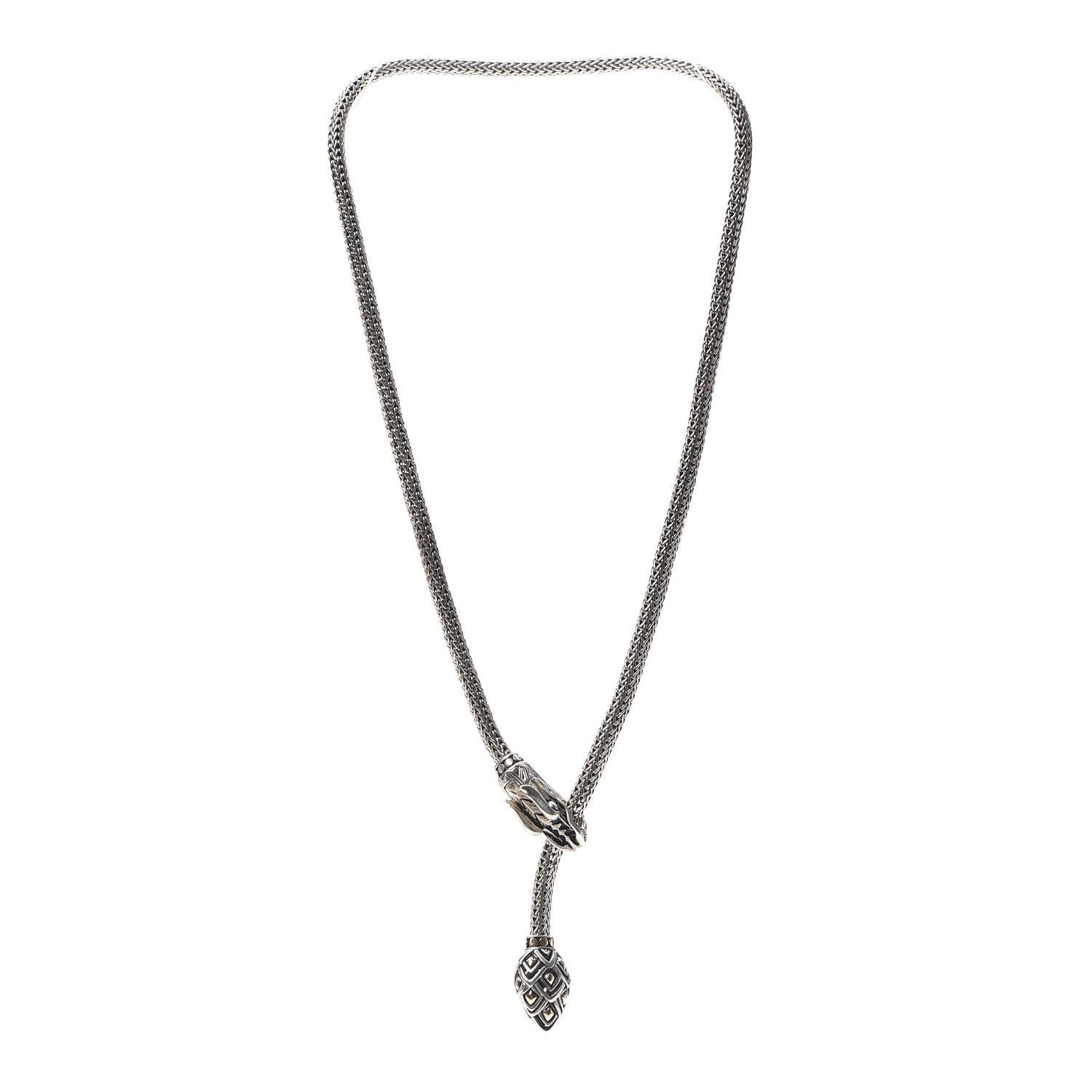 John Hardy Sterling Silver 18K Yellow Gold Legends Naga Dragon Lariat Necklace 3 of 6