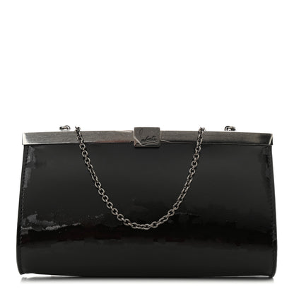 Christian Louboutin Textured Patent Palmette Clutch Black 1 of 9