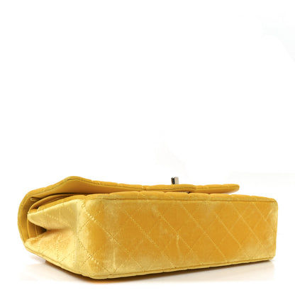 Chanel Velvet Quilted Medium Double Flap Yellow 4 of 10