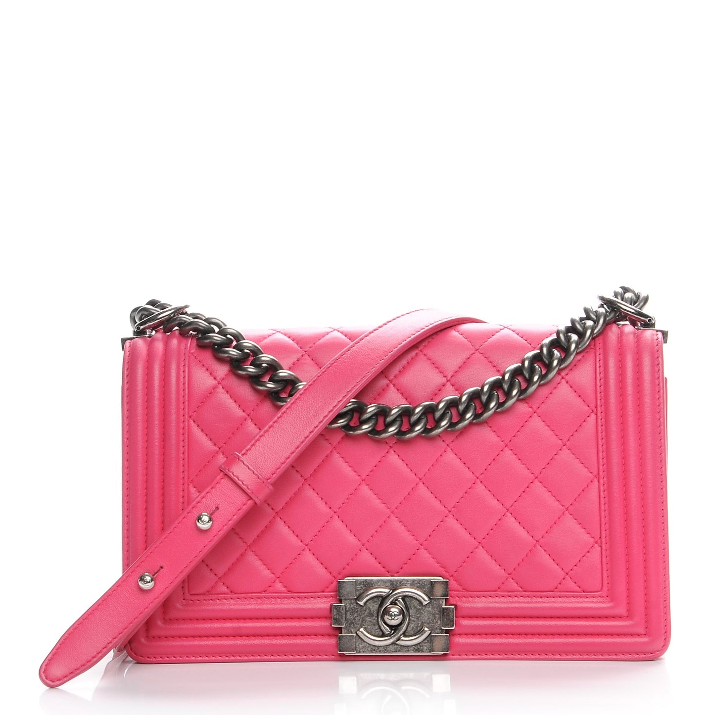 Lambskin Quilted Medium Boy Flap Pink