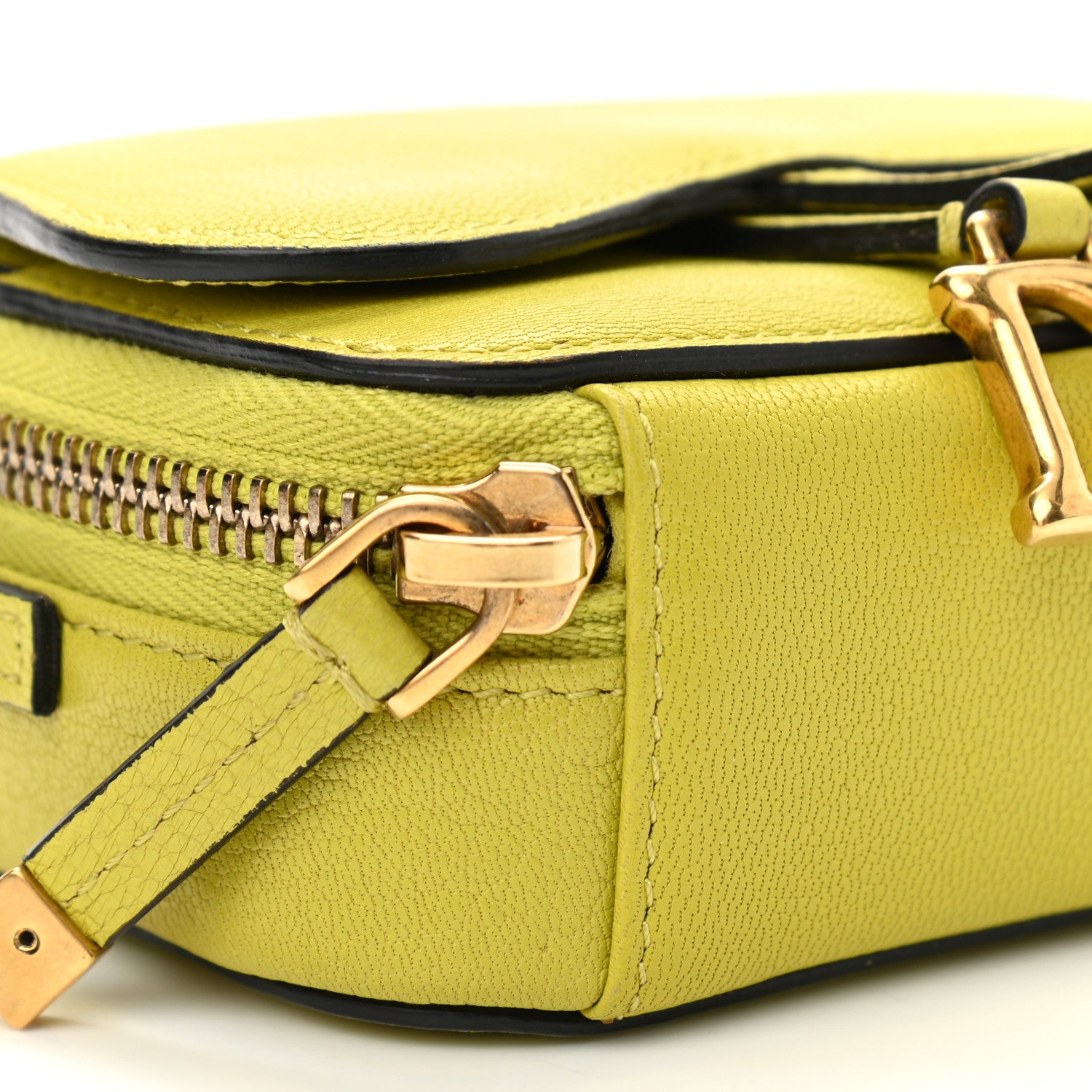 Christian Dior Goatskin Mini Saddle Shoulder Strap Pouch Lime 8 of 10