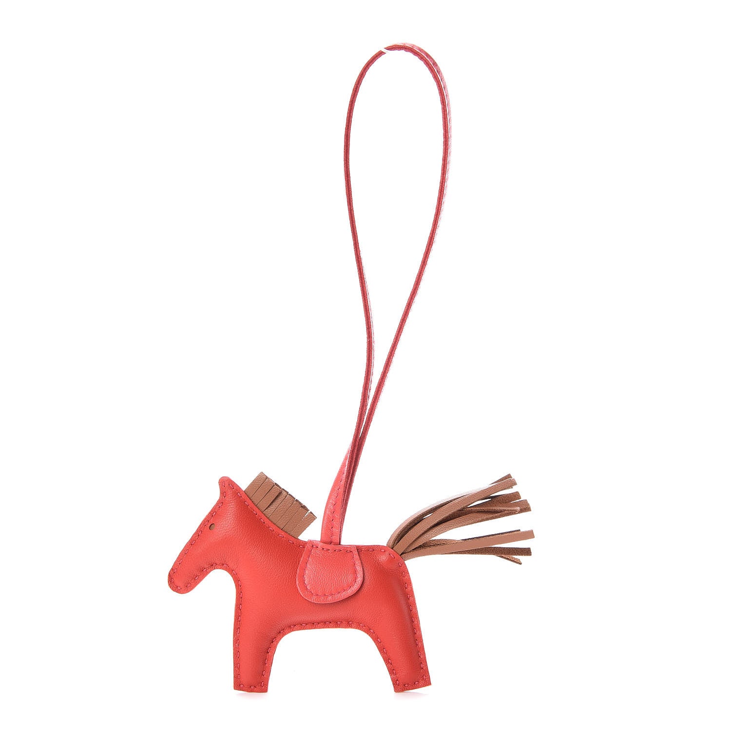 Hermes Milo Lambskin Grigri Rodeo Horse Bag Charm PM Rouge Indien Gold Bougainvillea 1 of 5