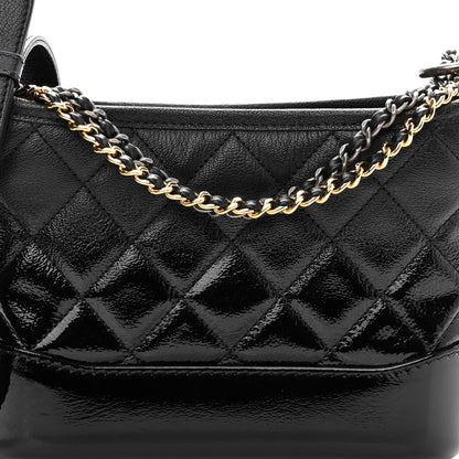 Chanel Patent Goatskin Quilted Small Gabrielle Hobo Black 8 of 11