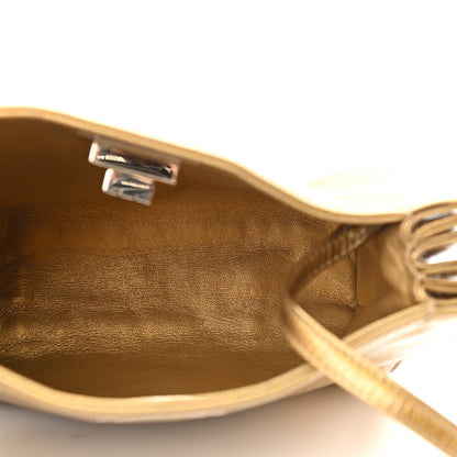 Chanel Metallic Patent Mademoiselle Lock Convertible Wrist Clutch Bag Gold 7 of 11