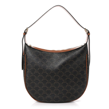 Celine Calfskin Triomphe Canvas Heloise Shoulder Bag Tan 1 of 10