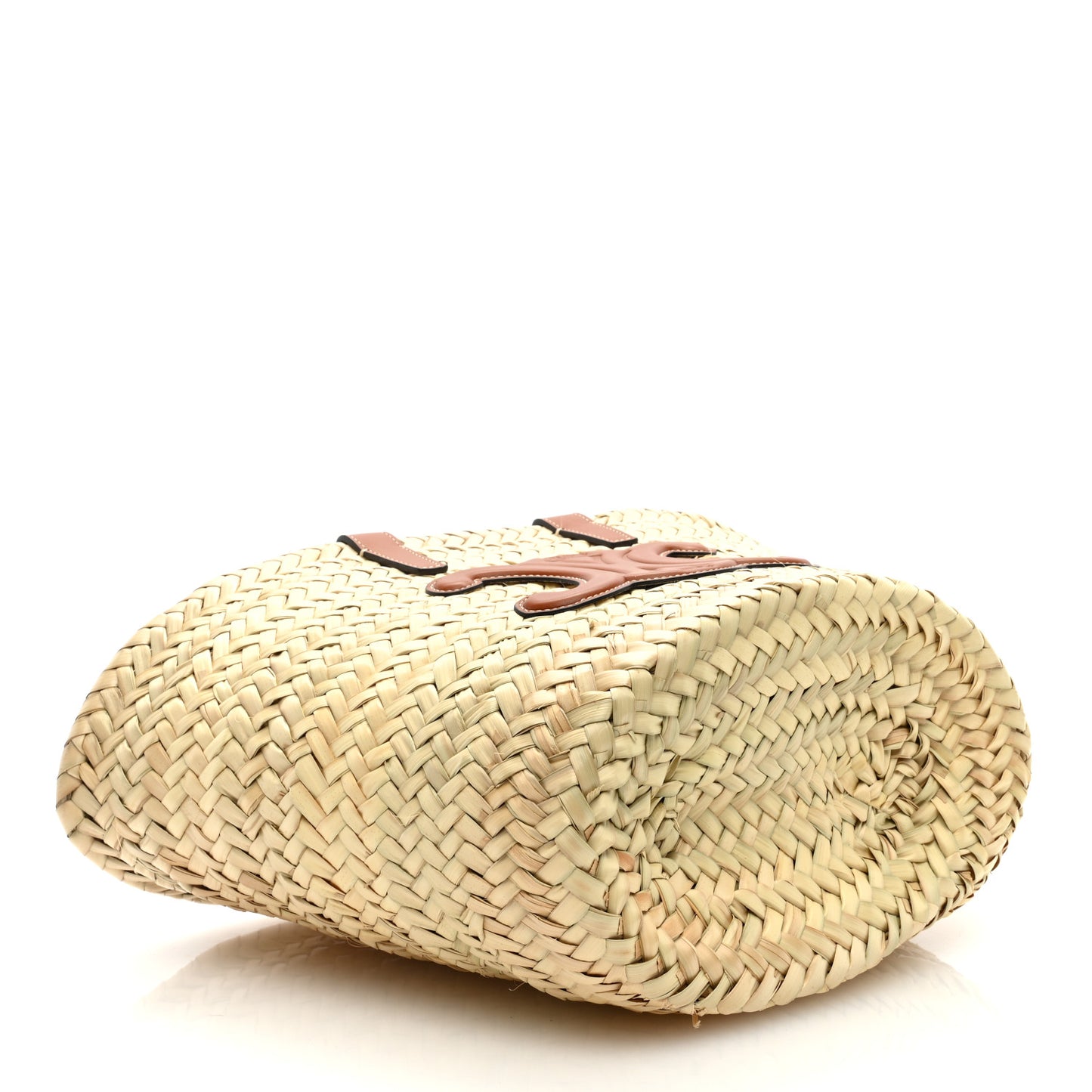 Raffia Calfskin Triomphe Teen Panier Tan