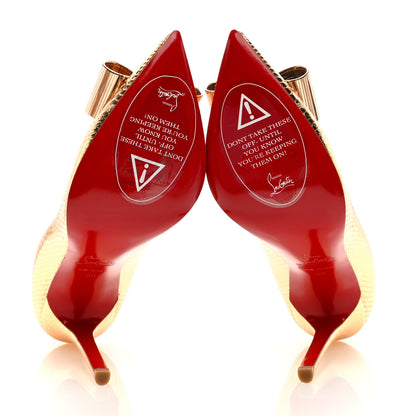 Christian Louboutin Ayers Metal Nodo Bow 120 Pumps 39 Gold 6 of 9