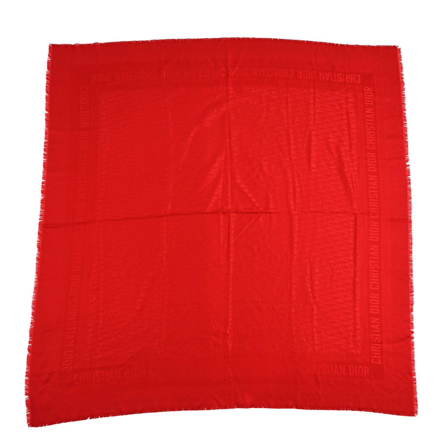 Christian Dior Wool Silk Oblique Shawl Red 1 of 3