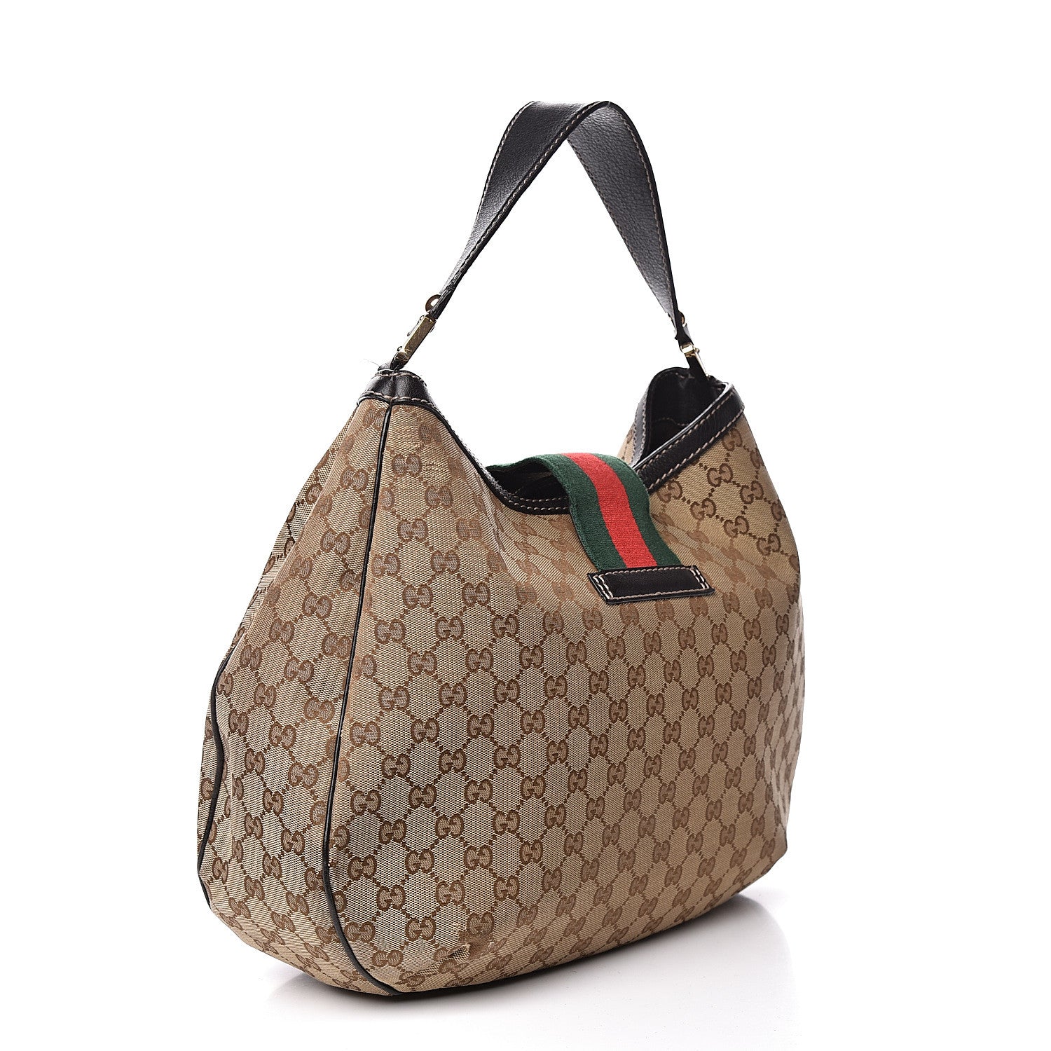 Gucci Monogram Large New Ladies Web Hobo Dark Brown 3 of 18