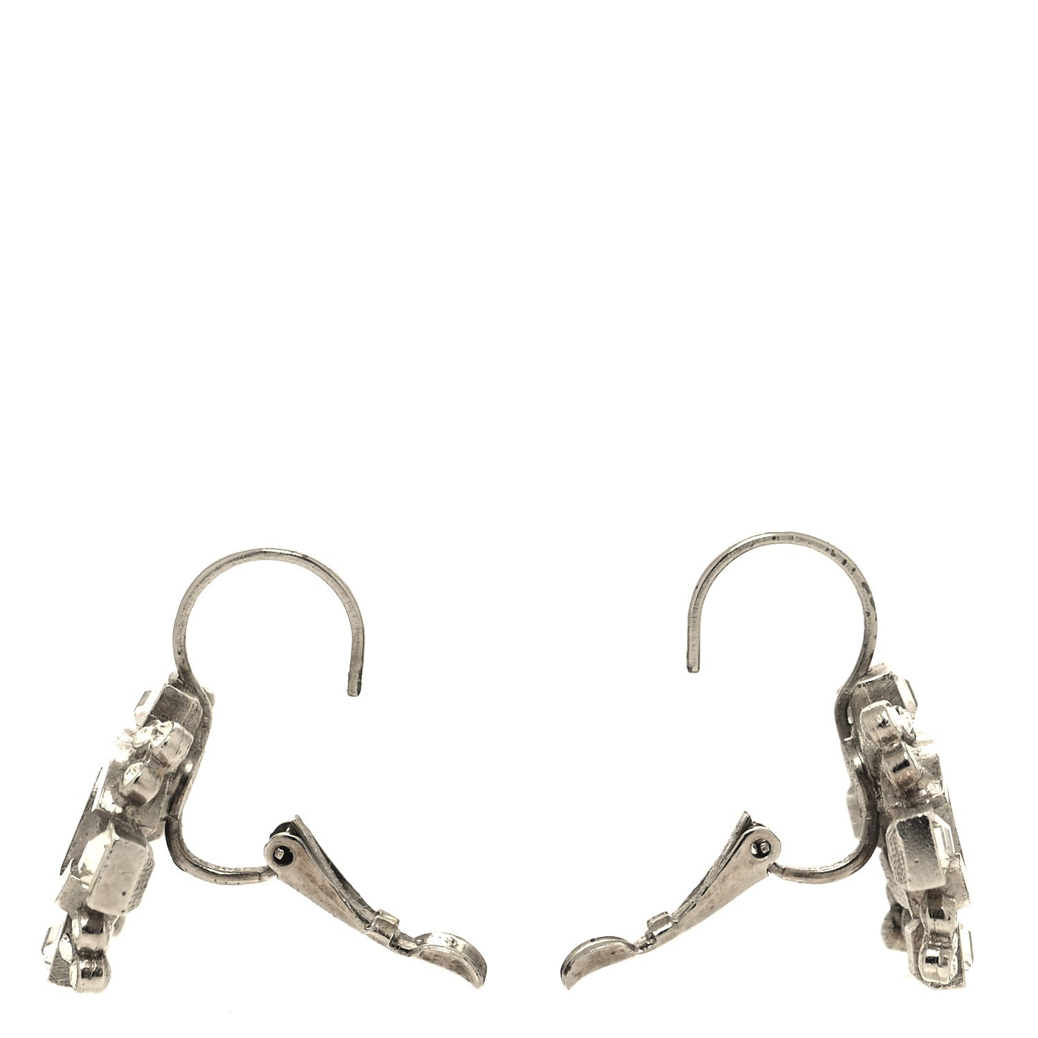 Chanel Swarovski Crystal CC Clip On Earrings Silver 3 of 4