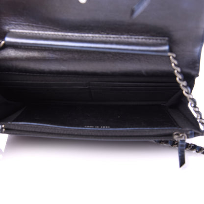 Chanel Metallic Calfskin Quilted Boy Wallet On Chain WOC Navy Blue 5 of 13