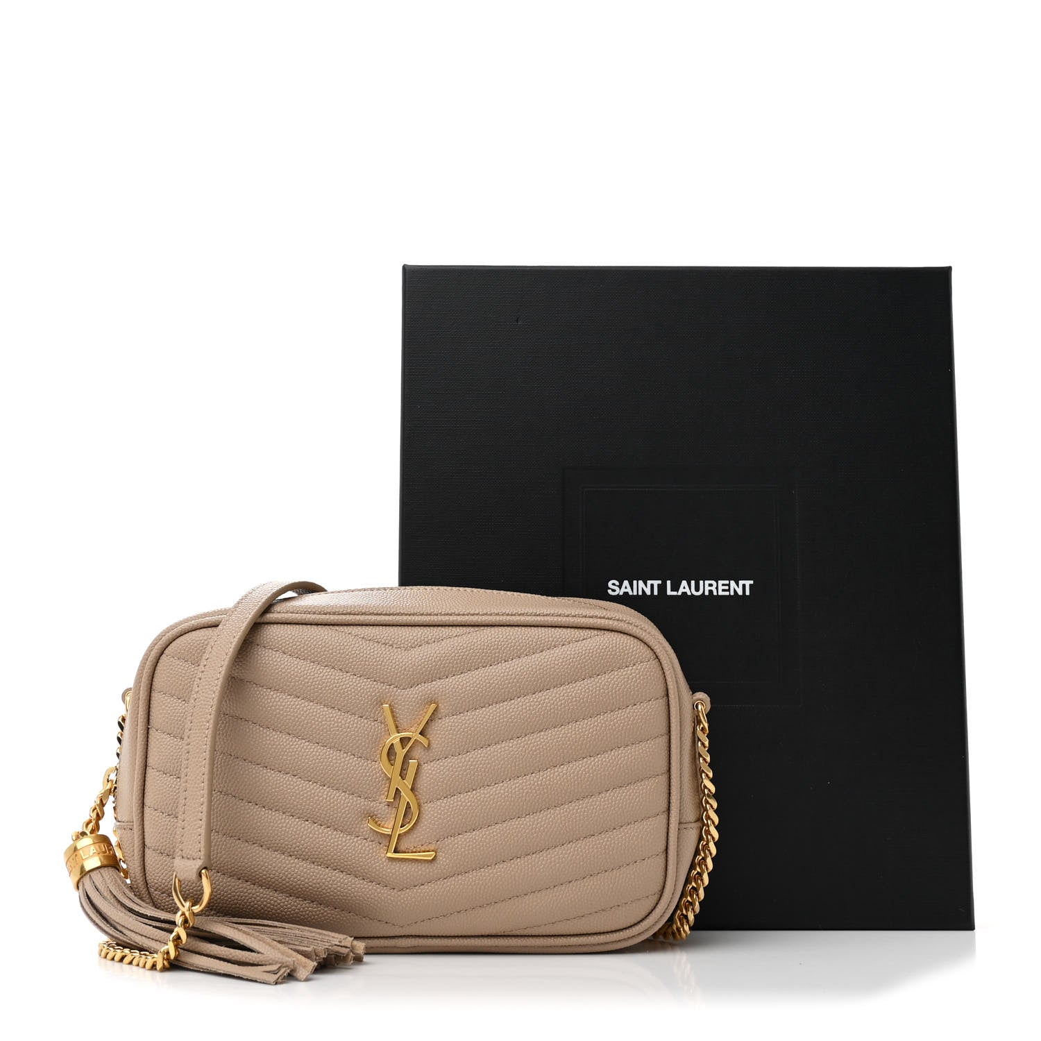 Saint Laurent Grain De Poudre Matelasse Monogram Mini Lou Camera Bag Dark Beige 11 of 11